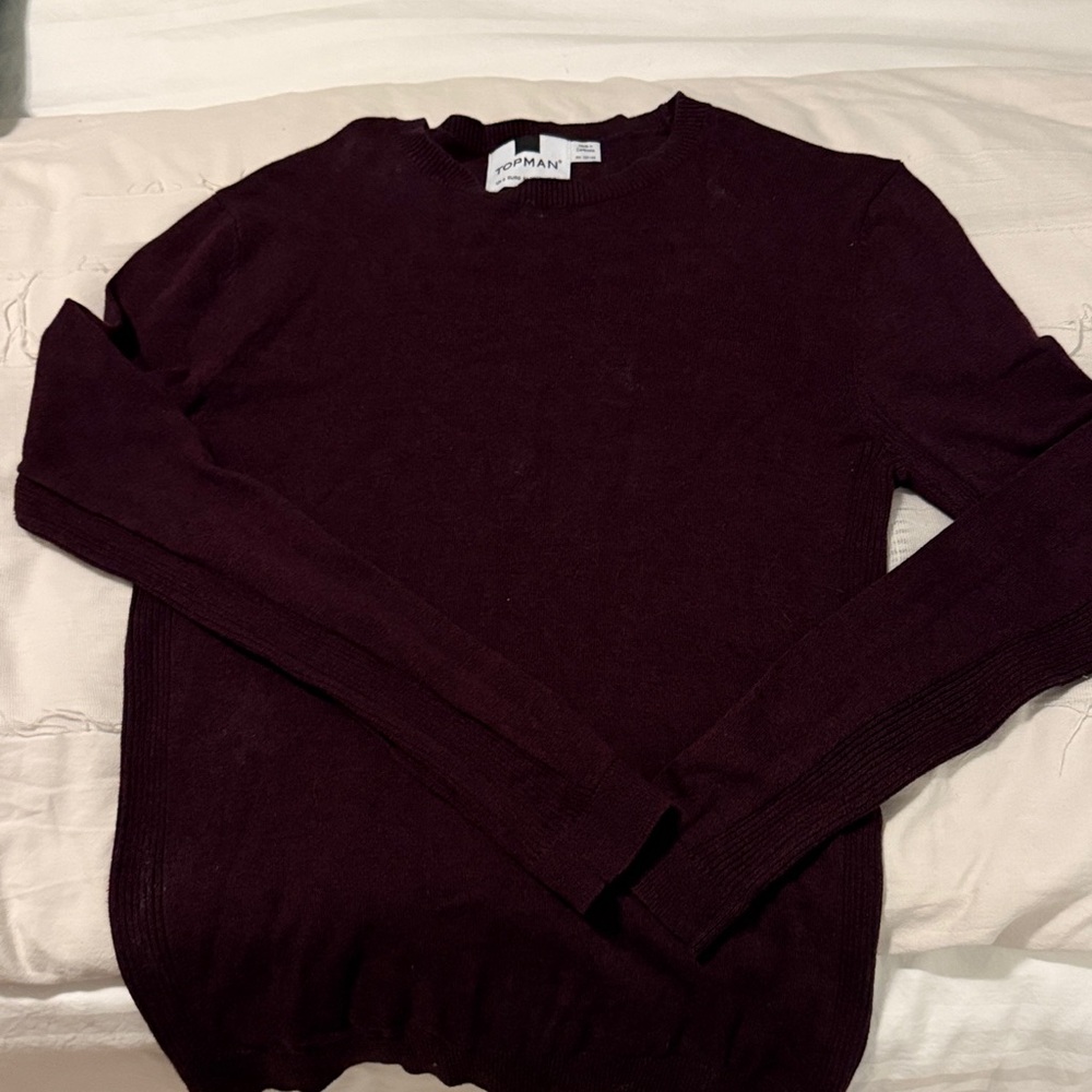 Topman Rich Burgundy Crewneck Sweater